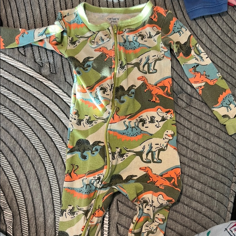 Carter's Green and Orange Jungle Print Footies